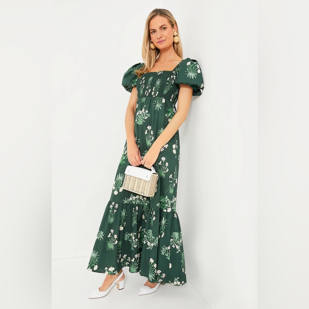 Tuckernuck Viridian Stamped Bouquets Gabrielle Dress